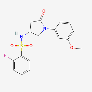 molecular formula C17H17FN2O4S B6491658 2-fluoro-N-[1-(3-methoxyphenyl)-5-oxopyrrolidin-3-yl]benzene-1-sulfonamide CAS No. 905685-62-3