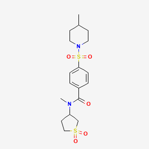 molecular formula C18H26N2O5S2 B6491705 N-(1,1-dioxo-1lambda6-thiolan-3-yl)-N-methyl-4-[(4-methylpiperidin-1-yl)sulfonyl]benzamide CAS No. 898425-91-7