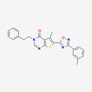 molecular formula C24H20N4O2S B6491715 5-methyl-6-[3-(3-methylphenyl)-1,2,4-oxadiazol-5-yl]-3-(2-phenylethyl)-3H,4H-thieno[2,3-d]pyrimidin-4-one CAS No. 1326868-56-7