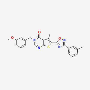 molecular formula C24H20N4O3S B6491719 3-[(3-methoxyphenyl)methyl]-5-methyl-6-[3-(3-methylphenyl)-1,2,4-oxadiazol-5-yl]-3H,4H-thieno[2,3-d]pyrimidin-4-one CAS No. 1326853-64-8