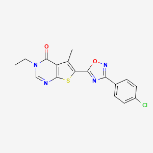 molecular formula C17H13ClN4O2S B6491724 6-[3-(4-chlorophenyl)-1,2,4-oxadiazol-5-yl]-3-ethyl-5-methyl-3H,4H-thieno[2,3-d]pyrimidin-4-one CAS No. 1326875-74-4