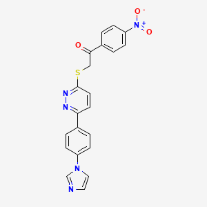 molecular formula C21H15N5O3S B6491730 2-({6-[4-(1H-imidazol-1-yl)phenyl]pyridazin-3-yl}sulfanyl)-1-(4-nitrophenyl)ethan-1-one CAS No. 898410-25-8