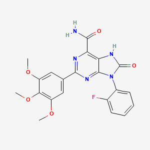 molecular formula C21H18FN5O5 B6491736 9-(2-fluorophenyl)-8-oxo-2-(3,4,5-trimethoxyphenyl)-8,9-dihydro-7H-purine-6-carboxamide CAS No. 904267-97-6