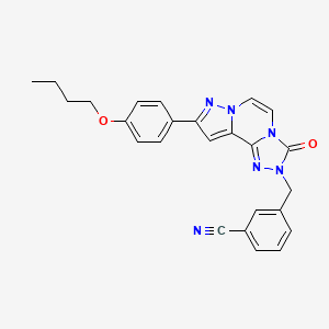 molecular formula C25H22N6O2 B6491754 3-{[11-(4-butoxyphenyl)-5-oxo-3,4,6,9,10-pentaazatricyclo[7.3.0.0^{2,6}]dodeca-1(12),2,7,10-tetraen-4-yl]methyl}benzonitrile CAS No. 1326943-02-5