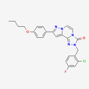 molecular formula C24H21ClFN5O2 B6491767 11-(4-butoxyphenyl)-4-[(2-chloro-4-fluorophenyl)methyl]-3,4,6,9,10-pentaazatricyclo[7.3.0.0^{2,6}]dodeca-1(12),2,7,10-tetraen-5-one CAS No. 1326891-12-6