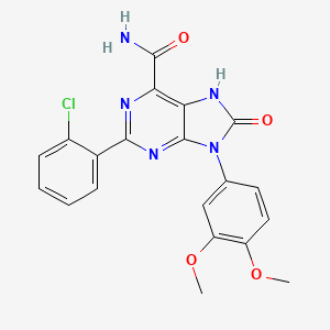 molecular formula C20H16ClN5O4 B6491772 2-(2-chlorophenyl)-9-(3,4-dimethoxyphenyl)-8-oxo-8,9-dihydro-7H-purine-6-carboxamide CAS No. 898422-60-1