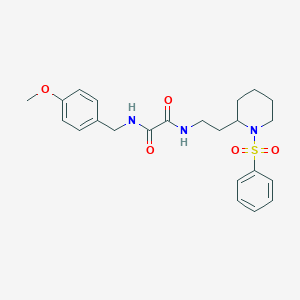 molecular formula C23H29N3O5S B6491783 N-{2-[1-(benzenesulfonyl)piperidin-2-yl]ethyl}-N'-[(4-methoxyphenyl)methyl]ethanediamide CAS No. 898444-60-5