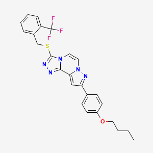 molecular formula C25H22F3N5OS B6491813 11-(4-butoxyphenyl)-5-({[2-(trifluoromethyl)phenyl]methyl}sulfanyl)-3,4,6,9,10-pentaazatricyclo[7.3.0.0^{2,6}]dodeca-1(12),2,4,7,10-pentaene CAS No. 1326838-57-6