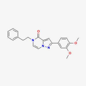 molecular formula C22H21N3O3 B6491822 2-(3,4-dimethoxyphenyl)-5-(2-phenylethyl)-4H,5H-pyrazolo[1,5-a]pyrazin-4-one CAS No. 1326909-23-2
