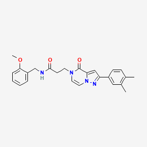 molecular formula C25H26N4O3 B6491842 3-[2-(3,4-dimethylphenyl)-4-oxo-4H,5H-pyrazolo[1,5-a]pyrazin-5-yl]-N-[(2-methoxyphenyl)methyl]propanamide CAS No. 1326915-10-9