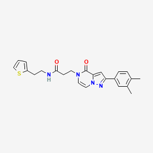 molecular formula C23H24N4O2S B6491846 3-[2-(3,4-dimethylphenyl)-4-oxo-4H,5H-pyrazolo[1,5-a]pyrazin-5-yl]-N-[2-(thiophen-2-yl)ethyl]propanamide CAS No. 1326895-75-3