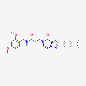 molecular formula C27H30N4O4 B6491877 N-[(2,4-dimethoxyphenyl)methyl]-3-{4-oxo-2-[4-(propan-2-yl)phenyl]-4H,5H-pyrazolo[1,5-a]pyrazin-5-yl}propanamide CAS No. 1326863-00-6