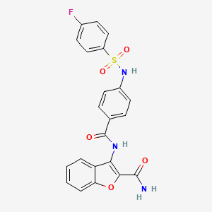 molecular formula C22H16FN3O5S B6491894 3-[4-(4-fluorobenzenesulfonamido)benzamido]-1-benzofuran-2-carboxamide CAS No. 886907-53-5