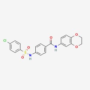 molecular formula C21H17ClN2O5S B6491902 4-(4-chlorobenzenesulfonamido)-N-(2,3-dihydro-1,4-benzodioxin-6-yl)benzamide CAS No. 898430-68-7