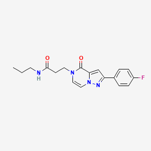 molecular formula C18H19FN4O2 B6491905 3-[2-(4-fluorophenyl)-4-oxo-4H,5H-pyrazolo[1,5-a]pyrazin-5-yl]-N-propylpropanamide CAS No. 1326877-03-5