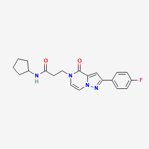 molecular formula C20H21FN4O2 B6491919 N-cyclopentyl-3-[2-(4-fluorophenyl)-4-oxo-4H,5H-pyrazolo[1,5-a]pyrazin-5-yl]propanamide CAS No. 1326895-83-3