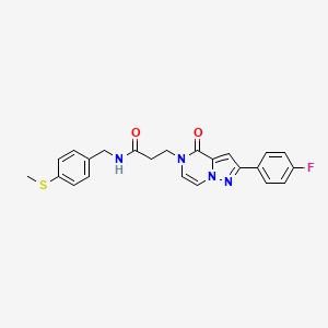 molecular formula C23H21FN4O2S B6491928 3-[2-(4-fluorophenyl)-4-oxo-4H,5H-pyrazolo[1,5-a]pyrazin-5-yl]-N-{[4-(methylsulfanyl)phenyl]methyl}propanamide CAS No. 1326806-97-6