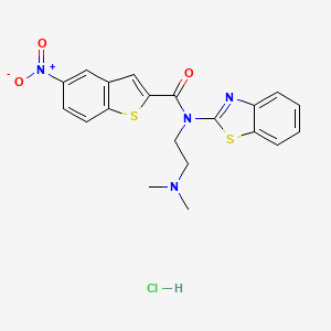 molecular formula C20H19ClN4O3S2 B6491946 N-(1,3-benzothiazol-2-yl)-N-[2-(dimethylamino)ethyl]-5-nitro-1-benzothiophene-2-carboxamide hydrochloride CAS No. 1329862-87-4