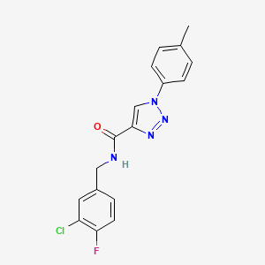 molecular formula C17H14ClFN4O B6491985 N-[(3-chloro-4-fluorophenyl)methyl]-1-(4-methylphenyl)-1H-1,2,3-triazole-4-carboxamide CAS No. 1326833-80-0