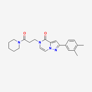 molecular formula C22H26N4O2 B6492083 2-(3,4-dimethylphenyl)-5-[3-oxo-3-(piperidin-1-yl)propyl]-4H,5H-pyrazolo[1,5-a]pyrazin-4-one CAS No. 1326905-95-6