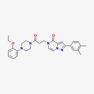 molecular formula C29H33N5O3 B6492107 2-(3,4-dimethylphenyl)-5-{3-[4-(2-ethoxyphenyl)piperazin-1-yl]-3-oxopropyl}-4H,5H-pyrazolo[1,5-a]pyrazin-4-one CAS No. 1326873-22-6
