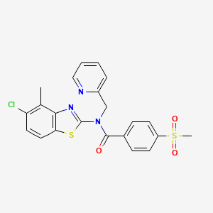 molecular formula C22H18ClN3O3S2 B6492126 N-(5-chloro-4-methyl-1,3-benzothiazol-2-yl)-4-methanesulfonyl-N-[(pyridin-2-yl)methyl]benzamide CAS No. 886926-39-2