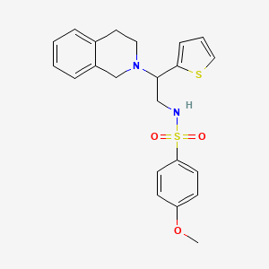 molecular formula C22H24N2O3S2 B6492140 4-methoxy-N-[2-(1,2,3,4-tetrahydroisoquinolin-2-yl)-2-(thiophen-2-yl)ethyl]benzene-1-sulfonamide CAS No. 898452-63-6