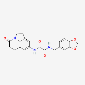 molecular formula C21H19N3O5 B6492162 N'-[(2H-1,3-benzodioxol-5-yl)methyl]-N-{11-oxo-1-azatricyclo[6.3.1.0^{4,12}]dodeca-4(12),5,7-trien-6-yl}ethanediamide CAS No. 898418-97-8