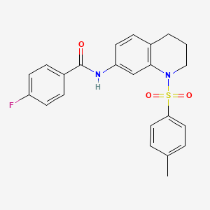 molecular formula C23H21FN2O3S B6492329 4-fluoro-N-[1-(4-methylbenzenesulfonyl)-1,2,3,4-tetrahydroquinolin-7-yl]benzamide CAS No. 898429-68-0