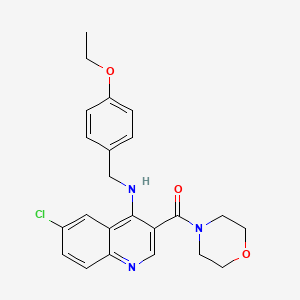 molecular formula C23H24ClN3O3 B6492332 6-chloro-N-[(4-ethoxyphenyl)methyl]-3-(morpholine-4-carbonyl)quinolin-4-amine CAS No. 1326807-50-4