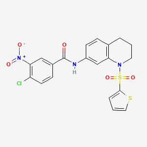 molecular formula C20H16ClN3O5S2 B6492335 4-chloro-3-nitro-N-[1-(thiophene-2-sulfonyl)-1,2,3,4-tetrahydroquinolin-7-yl]benzamide CAS No. 898429-84-0