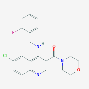 molecular formula C21H19ClFN3O2 B6492343 6-chloro-N-[(2-fluorophenyl)methyl]-3-(morpholine-4-carbonyl)quinolin-4-amine CAS No. 1326918-73-3