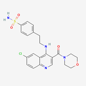 molecular formula C22H23ClN4O4S B6492345 4-(2-{[6-chloro-3-(morpholine-4-carbonyl)quinolin-4-yl]amino}ethyl)benzene-1-sulfonamide CAS No. 1326833-68-4
