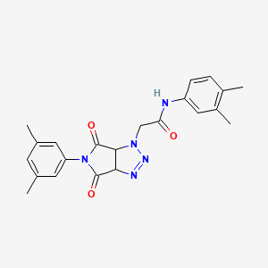 molecular formula C22H23N5O3 B6492363 N-(3,4-dimethylphenyl)-2-[5-(3,5-dimethylphenyl)-4,6-dioxo-1H,3aH,4H,5H,6H,6aH-pyrrolo[3,4-d][1,2,3]triazol-1-yl]acetamide CAS No. 1008648-77-8