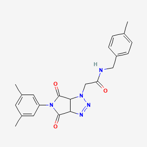 2-[5-(3,5-dimethylphenyl)-4,6-dioxo-1H,3aH,4H,5H,6H,6aH-pyrrolo[3,4-d][1,2,3]triazol-1-yl]-N-[(4-methylphenyl)methyl]acetamide