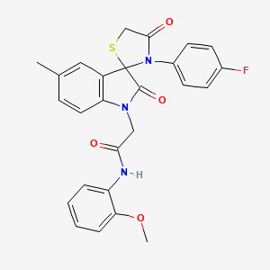 molecular formula C26H22FN3O4S B6492379 2-[3'-(4-fluorophenyl)-5-methyl-2,4'-dioxo-1,2-dihydrospiro[indole-3,2'-[1,3]thiazolidine]-1-yl]-N-(2-methoxyphenyl)acetamide CAS No. 899743-47-6