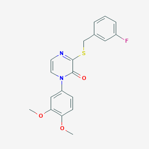 molecular formula C19H17FN2O3S B6492387 1-(3,4-dimethoxyphenyl)-3-{[(3-fluorophenyl)methyl]sulfanyl}-1,2-dihydropyrazin-2-one CAS No. 899743-83-0