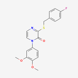 molecular formula C19H17FN2O3S B6492403 1-(3,4-dimethoxyphenyl)-3-{[(4-fluorophenyl)methyl]sulfanyl}-1,2-dihydropyrazin-2-one CAS No. 899943-88-5