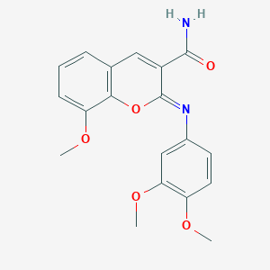 (2Z)-2-[(3,4-dimethoxyphenyl)imino]-8-methoxy-2H-chromene-3-carboxamide