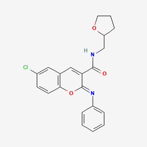 (2Z)-6-chloro-N-[(oxolan-2-yl)methyl]-2-(phenylimino)-2H-chromene-3-carboxamide