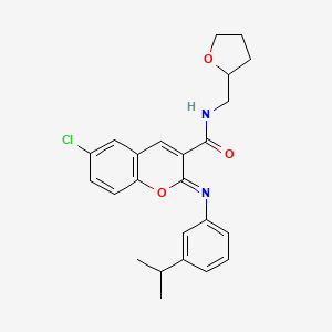 (2Z)-6-chloro-N-[(oxolan-2-yl)methyl]-2-{[3-(propan-2-yl)phenyl]imino}-2H-chromene-3-carboxamide