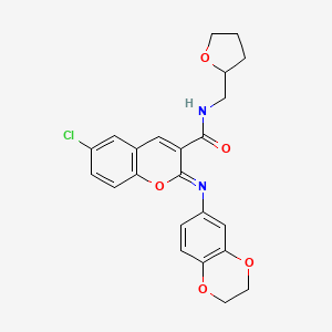 (2Z)-6-chloro-2-[(2,3-dihydro-1,4-benzodioxin-6-yl)imino]-N-[(oxolan-2-yl)methyl]-2H-chromene-3-carboxamide