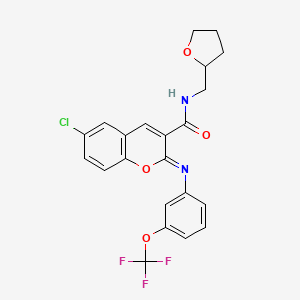 molecular formula C22H18ClF3N2O4 B6492443 (2Z)-6-chloro-N-[(oxolan-2-yl)methyl]-2-{[3-(trifluoromethoxy)phenyl]imino}-2H-chromene-3-carboxamide CAS No. 1327194-53-5
