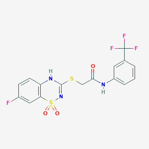 molecular formula C16H11F4N3O3S2 B6492445 2-[(7-fluoro-1,1-dioxo-4H-1lambda6,2,4-benzothiadiazin-3-yl)sulfanyl]-N-[3-(trifluoromethyl)phenyl]acetamide CAS No. 886955-39-1
