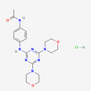molecular formula C19H26ClN7O3 B6492475 N-(4-{[4,6-bis(morpholin-4-yl)-1,3,5-triazin-2-yl]amino}phenyl)acetamide hydrochloride CAS No. 1217067-53-2