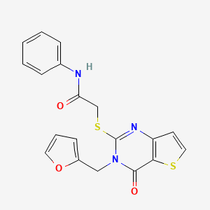 molecular formula C19H15N3O3S2 B6492487 2-({3-[(furan-2-yl)methyl]-4-oxo-3H,4H-thieno[3,2-d]pyrimidin-2-yl}sulfanyl)-N-phenylacetamide CAS No. 1326878-88-9
