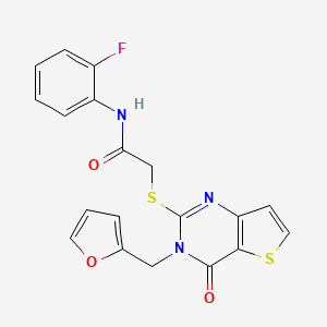 molecular formula C19H14FN3O3S2 B6492494 N-(2-fluorophenyl)-2-({3-[(furan-2-yl)methyl]-4-oxo-3H,4H-thieno[3,2-d]pyrimidin-2-yl}sulfanyl)acetamide CAS No. 1326884-04-1