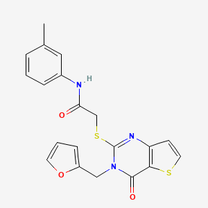 molecular formula C20H17N3O3S2 B6492501 2-({3-[(furan-2-yl)methyl]-4-oxo-3H,4H-thieno[3,2-d]pyrimidin-2-yl}sulfanyl)-N-(3-methylphenyl)acetamide CAS No. 1326892-22-1