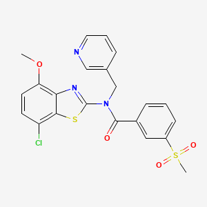 molecular formula C22H18ClN3O4S2 B6492511 N-(7-chloro-4-methoxy-1,3-benzothiazol-2-yl)-3-methanesulfonyl-N-[(pyridin-3-yl)methyl]benzamide CAS No. 886952-93-8