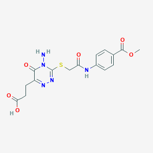molecular formula C16H17N5O6S B6492529 3-{4-amino-3-[({[4-(methoxycarbonyl)phenyl]carbamoyl}methyl)sulfanyl]-5-oxo-4,5-dihydro-1,2,4-triazin-6-yl}propanoic acid CAS No. 886954-41-2